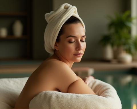 Relaxed guest enjoying spa retreat